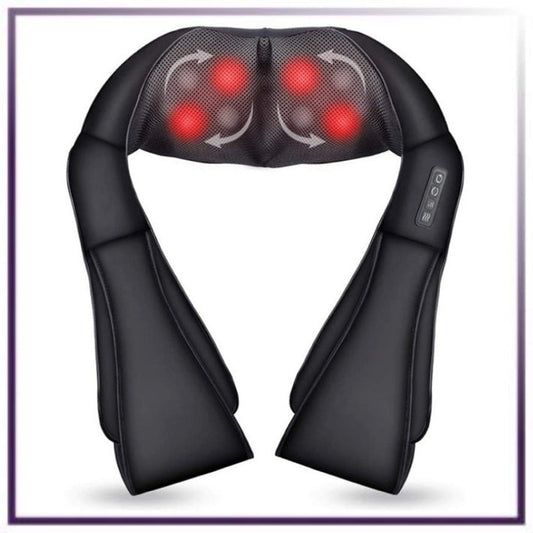 Neck and Shoulder Massager with Heat on white background – 8 bi-directional rotating nodes with infrared heat therapy