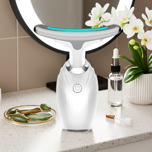Neck & Face Lifting LED Therapy Device on spa countertop – Ecowellness Essentials